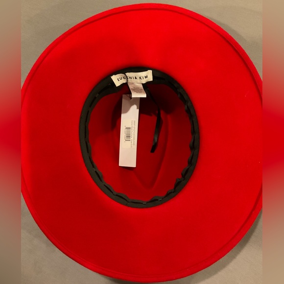 🆕EUGENIA KIM RED & FUCHSIA PINK PURPLE HARLOWE WIDE BRIM FEDORA GEOMETRIC CROWN - Picture 15 of 16